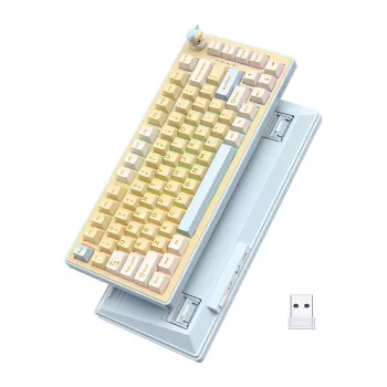 ONIKUMA MT707 Gaming Keyboard (Yellow) - Mechaniczna, Przełączniki Outemu Blue, Podświetlenie RGB, Pełnowymiarowa, Przewodowa USB