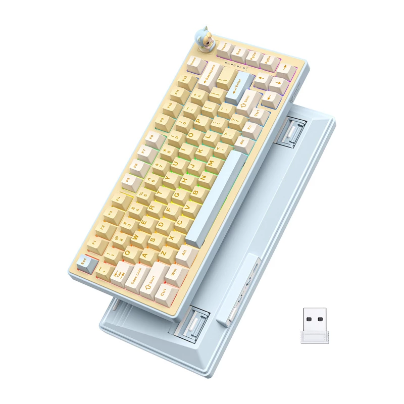 ONIKUMA MT707 Gaming Keyboard (Yellow) - Mechaniczna, Przełączniki Outemu Blue, Podświetlenie RGB, Pełnowymiarowa, Przewodowa USB