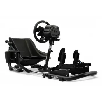 Oplite 104317 NitroKart V2 Racing Cockpit – Czarna stalowa rama sim racing z regulowanym fotelem kubełkowym