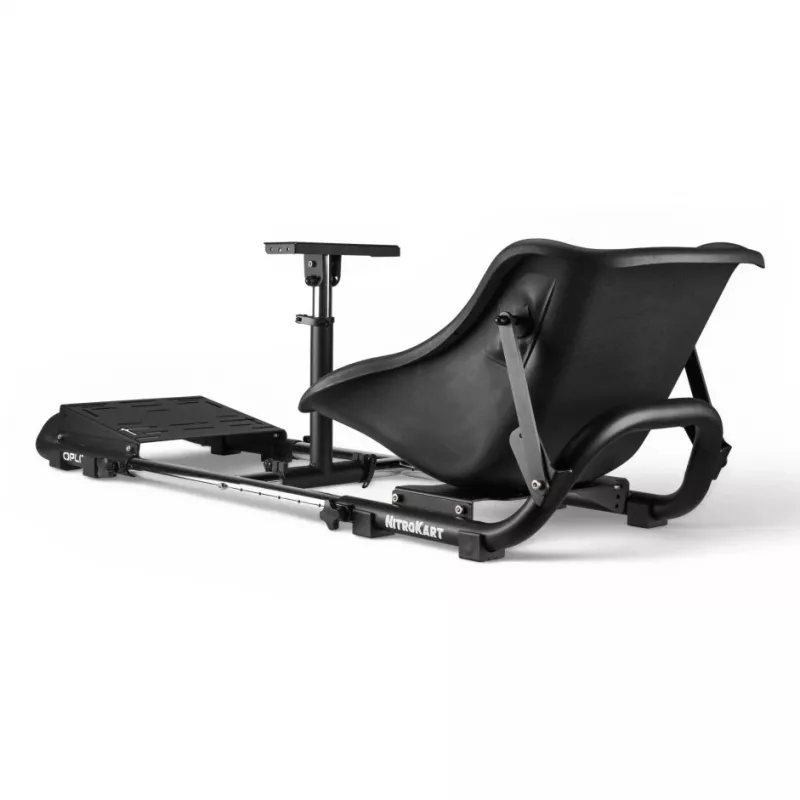 Oplite 104317 NitroKart V2 Racing Cockpit – Czarna stalowa rama sim racing z regulowanym fotelem kubełkowym