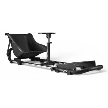 Oplite 104317 NitroKart V2 Racing Cockpit – Czarna stalowa rama sim racing z regulowanym fotelem kubełkowym