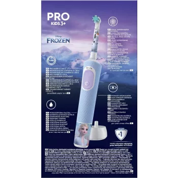 Oral-B Vitality PRO Kids Frozen Elektryczna Szczoteczka do Zębów dla Dzieci, Ładowalna, 2 Tryby, 1 Końcówka, Niebieska