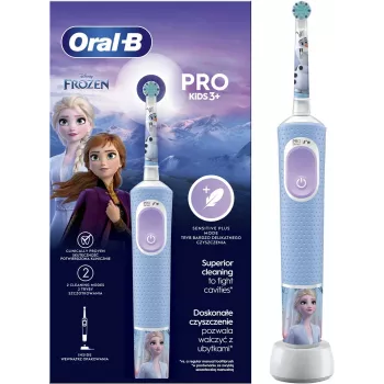 Oral-B Vitality PRO Kids Frozen Elektryczna Szczoteczka do Zębów dla Dzieci, Ładowalna, 2 Tryby, 1 Końcówka, Niebieska