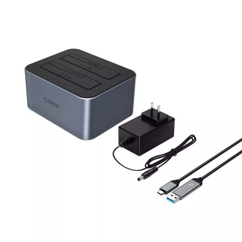 ORICO 6626C3-C-V1 2-zatokowa stacja dokująca z funkcją klonowania offline dla dysków 2,5 inch/3,5 inch SATA HDD/SSD - Szary