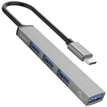 ORICO AH-13-GY-EP-HW Hub USB-C z portem USB-A 3.0 5Gbps i 3x USB-A 2.0, aluminium, srebrny