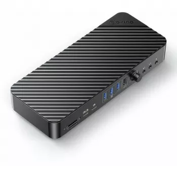 ORICO USB-C 10 Gbps Docking Station, 2x DP 4K, HDMI 4K, PD 60W, 6x USB-A, SD/TF Card Reader, Audio (DKA20-V1-EU-BK-EP)