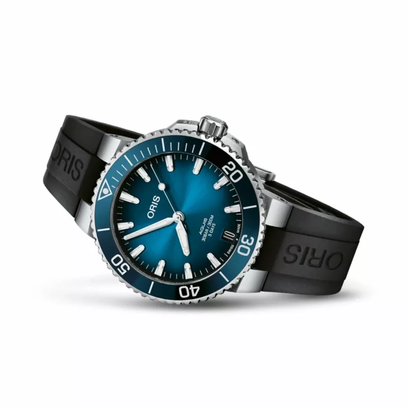 ORIS Men's Dive Watch 41350742274FC 41.50mm Automatic Blue Dial Blue Rubber Strap