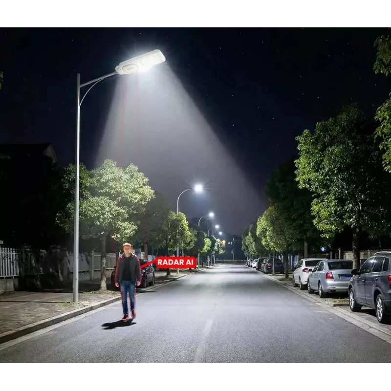 ORLLO 400W Solar LED Street Lamp z panelem 28W, czujnikiem ruchu i pilotem, 2713LM, 6500K