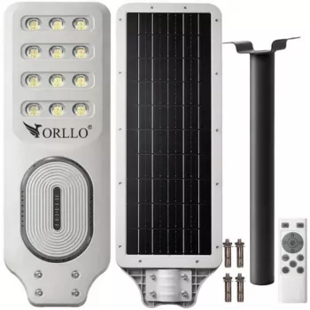ORLLO 400W Solar LED Street Lamp z panelem 28W, czujnikiem ruchu i pilotem, 2713LM, 6500K
