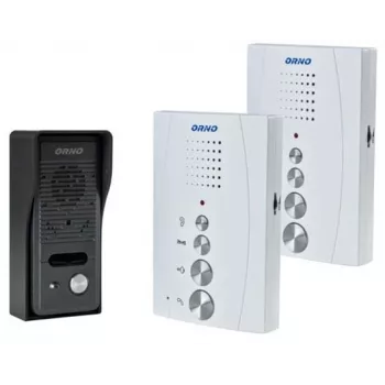 ORNO OR-DOM-RE-920/W System domofonowy bezprzewodowy z 2 jednostkami wewnętrznymi, biały