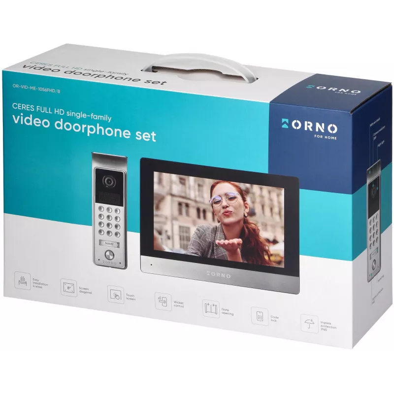 ORNO OR-VID-ME-1056FHD/B 7-calowy Wi-Fi Wideodomofon z panelem zewnętrznym Full HD 1080p, czarny
