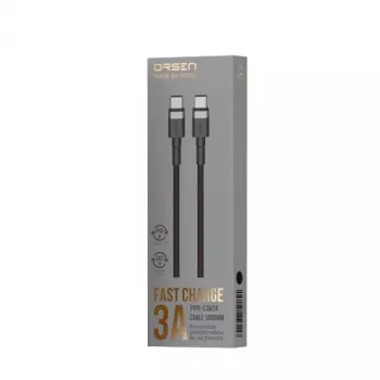ORSEN S53 USB-C do USB-C Kabel 3A 1m Czarny
