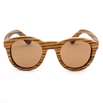 ORYGIN WOOD-B Okulary przeciwsłoneczne unisex z oprawką drewnianą, ochrona UV400, soczewki brązowe, 45/25/145 mm