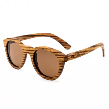 ORYGIN WOOD-B Okulary przeciwsłoneczne unisex z oprawką drewnianą, ochrona UV400, soczewki brązowe, 45/25/145 mm