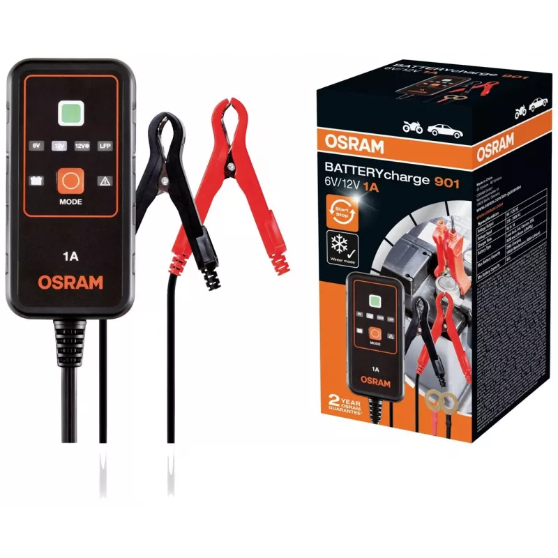 OSRAM BATTERYcharge 901 6V/12V 1A Automatyczny prostownik do akumulatorów kwasowo-ołowiowych