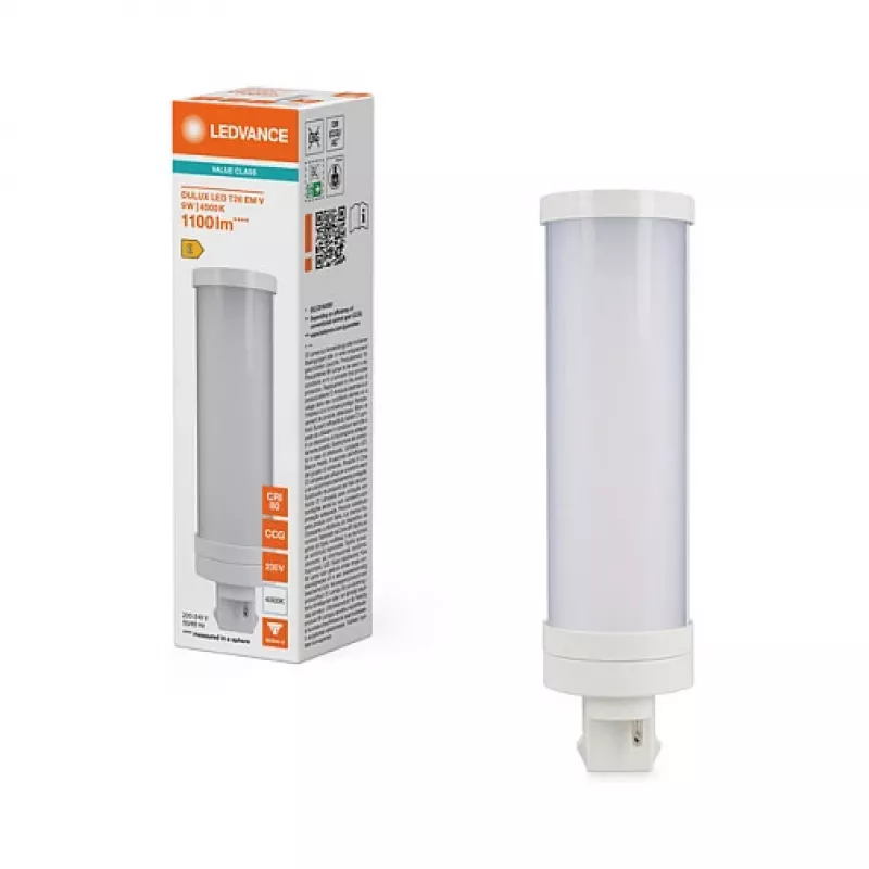 OSRAM DULUX T26 EM V 9W/840 lampa LED retrofit, GX24d-3, 1100 lm, 4000 K chłodna biel, 9 W (zastępuje 26 W CFL)
