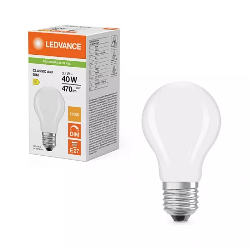 OSRAM LED Classic A 40 Filament DIM P 3.4W 827 matowa ściemnialna żarówka LED