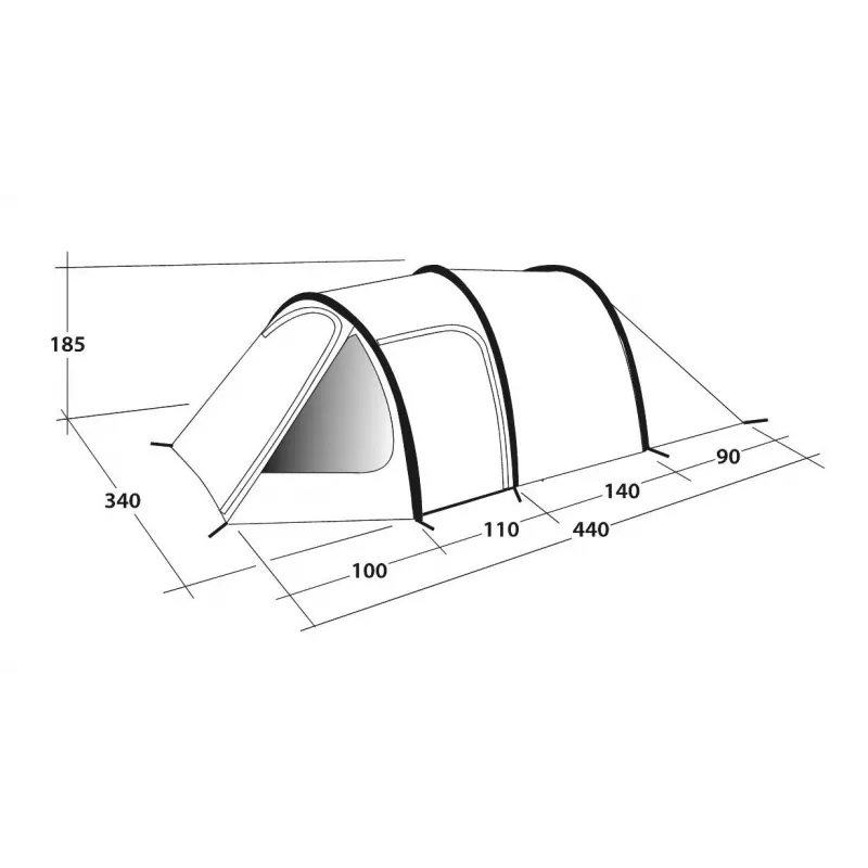 Outwell Earth 5 5-osobowy namiot tunelowy – 2 pomieszczenia, 3000mm słup wody, zielony