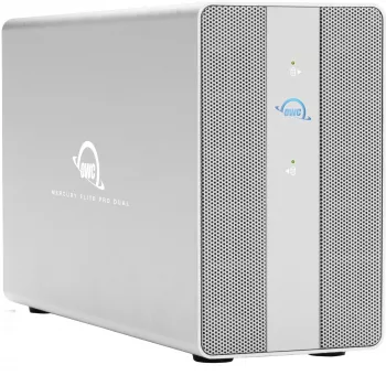 OWC Mercury Elite Pro Dual 2-kieszeniowa obudowa RAID z 3-portowym hubem USB, USB 3.2 Gen 2 Type-C (srebrna)