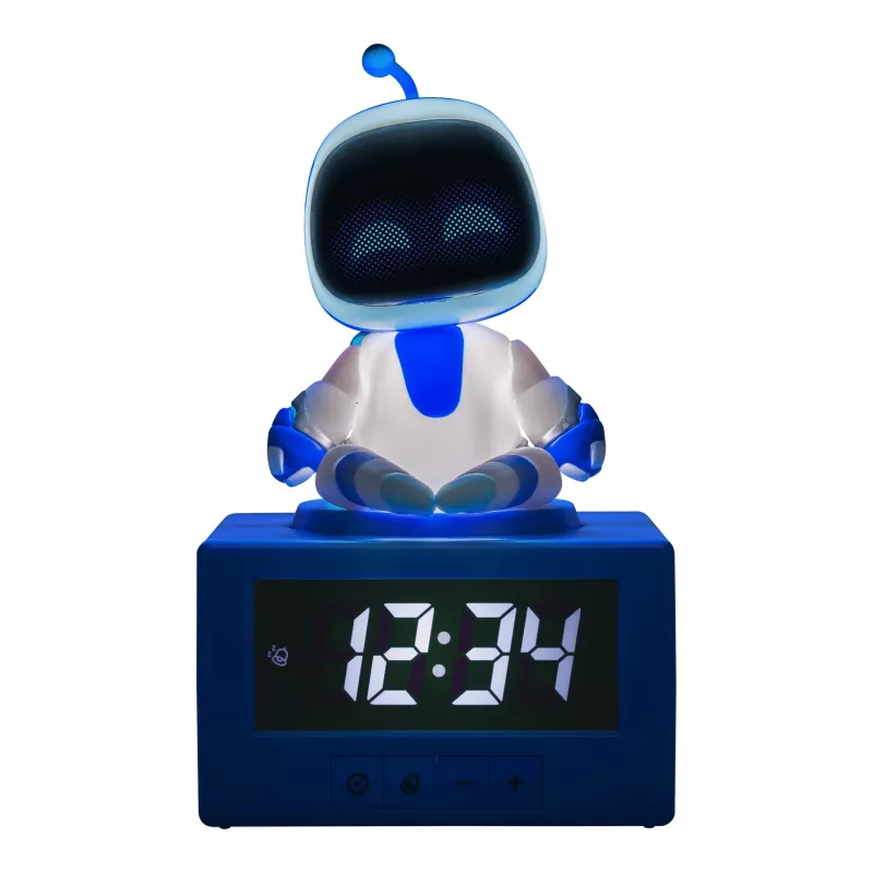 Paladone AstroBot Icon budzik - szaro-biały cyfrowy LCD robot z funkcją drzemki