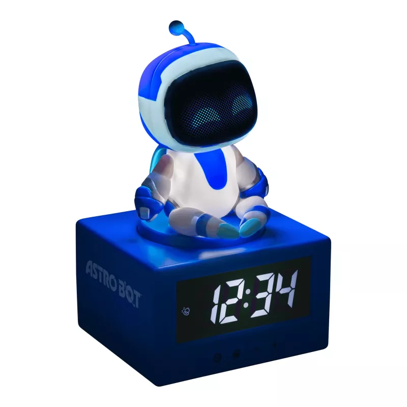 Paladone AstroBot Icon budzik - szaro-biały cyfrowy LCD robot z funkcją drzemki