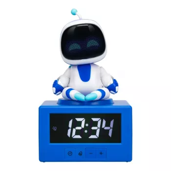 Paladone AstroBot Icon budzik - szaro-biały cyfrowy LCD robot z funkcją drzemki