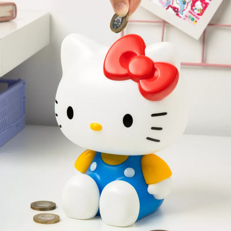 Paladone Hello Kitty skarbonka w kształcie – ceramiczna, oficjalny produkt Sanrio, biała/różowa/czarna, 13,5 x 13,5 x 16,5 cm