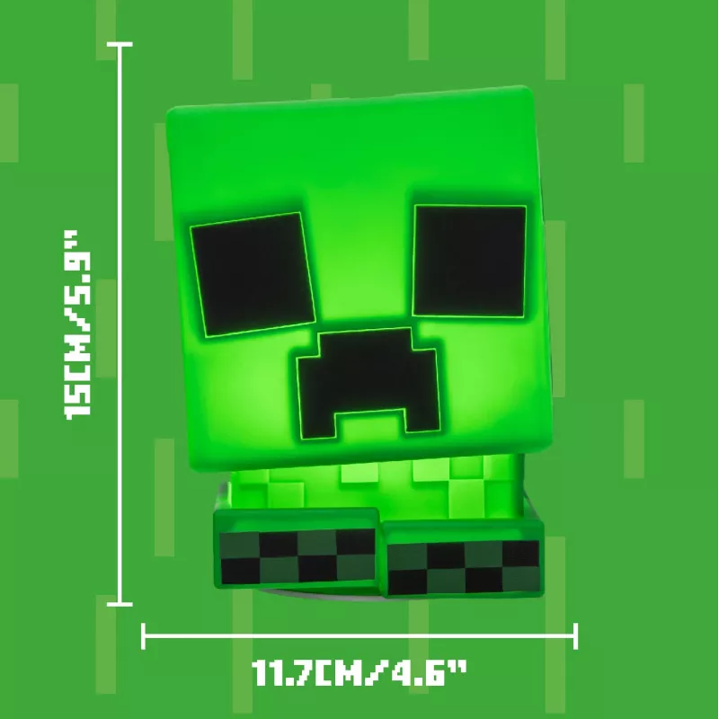 Paladone Minecraft Creeper SquishyGlo Silikonowe Światło Ładowalne – Przyciemniana Zielona Lampa LED Nocna z 3 Poziomami Jasności i Ładowaniem Micro USB