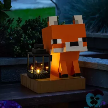 Paladone Minecraft Fox Solar Light - LED dekoracyjna figurka ogrodowa z czujnikiem zmierzchu, ciepłe białe światło, konstrukcja odporna na zachlapanie