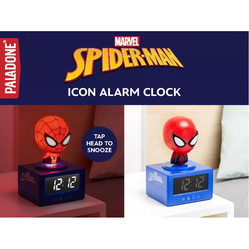 Paladone Spider-Man Icon Alarm Clock - Digital LED, Red/Black