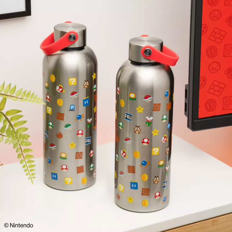 Paladone Super Mario Metal Water Bottle with Carry Loop