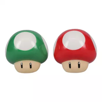 Paladone zestaw solniczki i pieprzniczki Super Mario Mushroom (czerwony Super Mushroom i zielony 1-Up Mushroom)