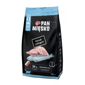 Pan Mięsko Sucha Karma dla Kotów Dorosłych Kurczak z Pstrągiem Małe Kęsy 1,6 kg