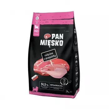 Pan Mięsko Sucha karma dla psa cielęcina z przepiórką szczenię duża granulka 3kg