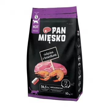 PAN MIĘSKO Veal with Shrimps S Sucha karma dla dorosłych kotów, bez zbóż, 10 kg
