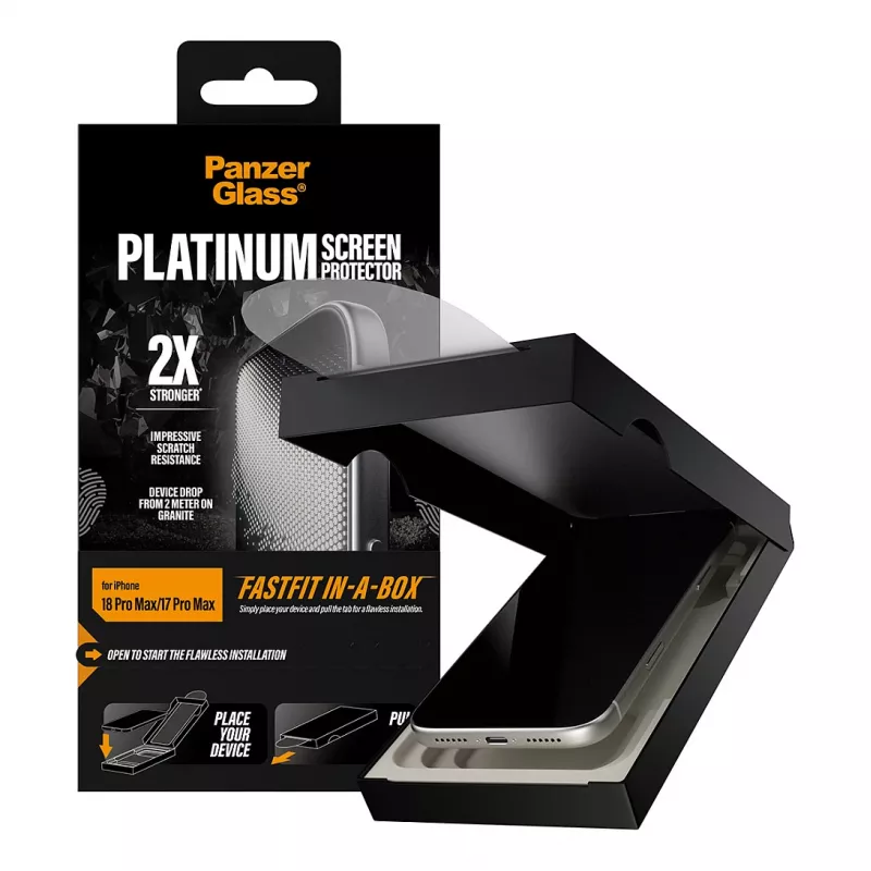 Szkło hartowane PanzerGlass Platinum do iPhone 17 Pro Max z FASTFIT IN-A-BOX