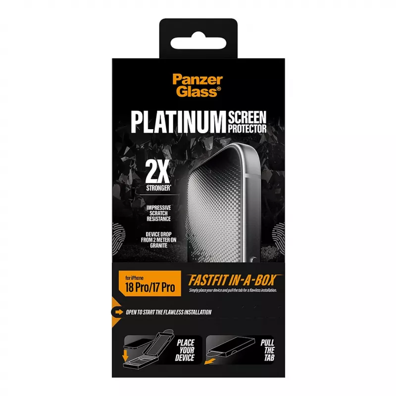 Szkło hartowane PanzerGlass Platinum do iPhone 17 Pro z ramką montażową FastFit