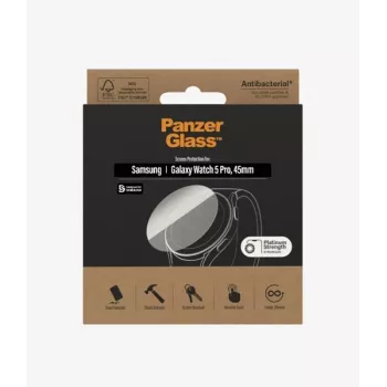 PanzerGlass Samsung Galaxy Watch 5 Pro 45mm Szkło Ochronne - 9H Szkło Hartowane, Antybakteryjne, Odporne na Zarysowania i Wstrząsy