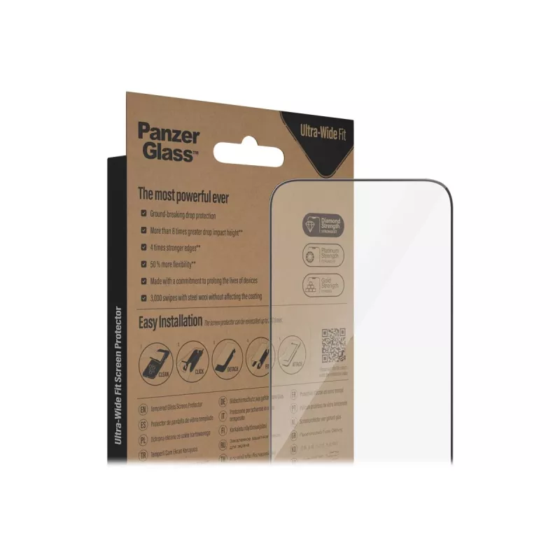 PanzerGlass Ultra-Wide Fit Szkło Ochronne do Apple iPhone 14 Pro Max (6,7 cala) – hartowane szkło, antybakteryjne, 9H, z aplikatorem Easy Aligner