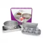 Patisse PAT-03673 Zestaw okrągłych form do ciasta z powłoką nieprzywierającą, 4 sztuki (18-24 cm), stal węglowa, czarny