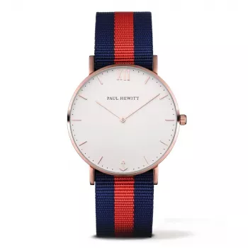 Paul Hewitt Sarstedt Unisex Zegarek Kwarcowy 39mm Różowe Złoto Stal Szlachetna Granatowy Nylonowy Pasek PH-SARSTWNR20