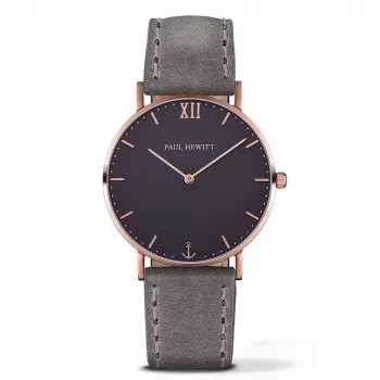 PAUL HEWITT Unisex Sailor Line Zegarek Kwarcowy 39mm Różowe Złoto Stal Nierdzewna Siatka Czarna Tarcza PH-SA-RSTB13S
