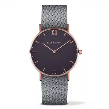 PAUL HEWITT Unisex Sailor Line Zegarek Kwarcowy 39mm Różowe Złoto Stal Nierdzewna Siatka Czarna Tarcza PH-SA-RSTB18S