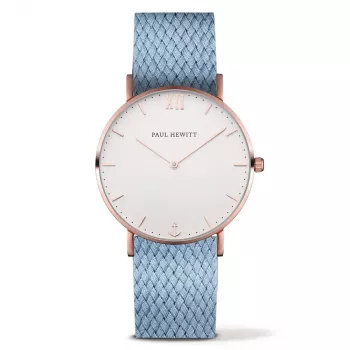 PAUL HEWITT Zegarek Unisex PH-SA-RSTW26S 39mm Różowe Złoto Stal Nierdzewna Szara Skóra
