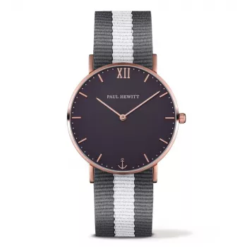 PAUL HEWITT Unisex Watch PSARSTBGRW20S (39mm) - White Sand Dial, Grey Perlon Strap