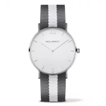 PAUL HEWITT Zegarek Unisex Sailor Line 39mm Różowe Złoto Stal Szlachetna Biała Tarcza Szary Skórzany Pasek Kwarcowy PHSASSTWGRW20