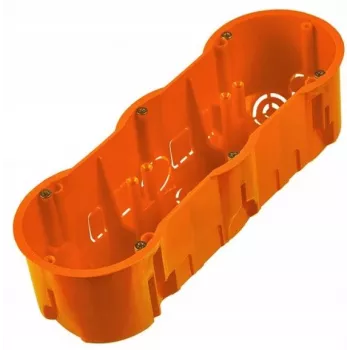 PAWBOL A.0043WPG Głęboka potrójna puszka podtynkowa 60mm z wkrętami, biała