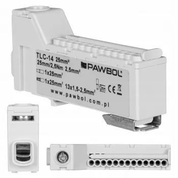 PAWBOL Bezśrubowa Listwa Zaciskowa LZB E.4136SZ Szara (12-biegunowa, 450V, 24A)