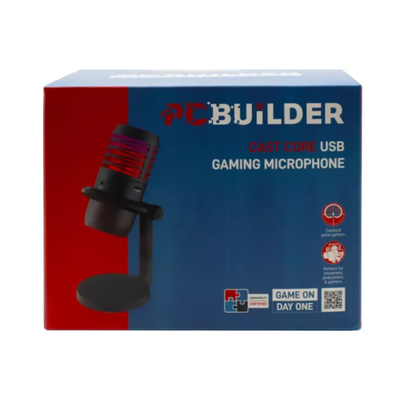 PCBuilder CAST CORE USB Gaming Microphone - Pojemnościowy, Kardiokierunkowy, RGB, USB-C