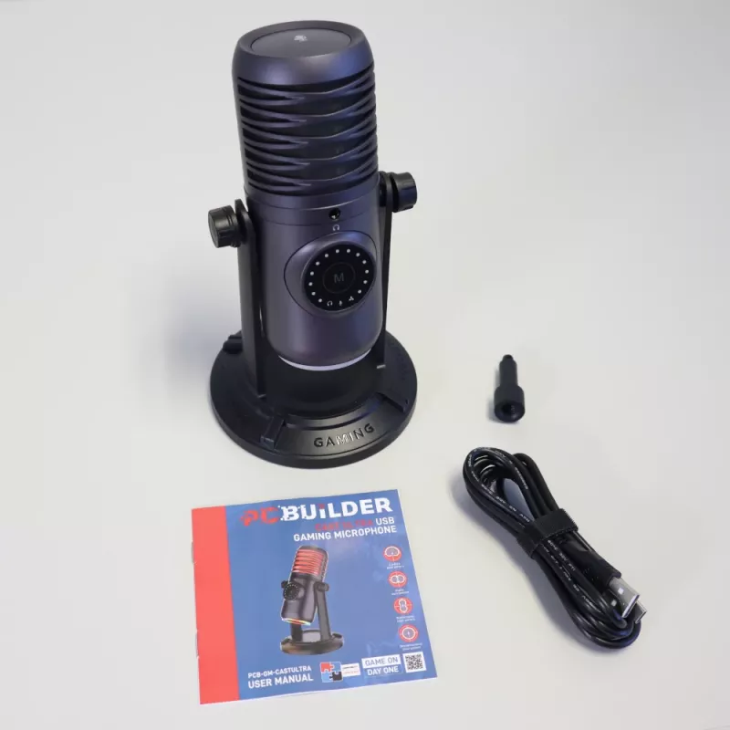 PCBuilder CAST ULTRA USB Gamingowy Mikrofon - Pojemnościowy, Kardiokierunkowy, RGB, Monitorowanie Zero-Latency